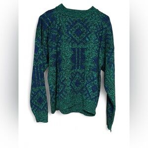 Vintage RAVE 90’s Green and Blue Patterned Sweater Unisex
